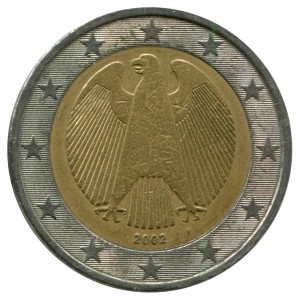 2 евро 2002-2006 Германия, регулярный чекан, из обращения цена, стоимость