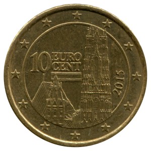 10 центов 2008-2023 Австрия, регулярный чекан, из обращения цена, стоимость