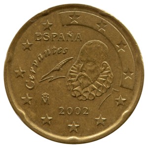 20 центов 1999-2006 Испания, регулярный чекан, из обращения цена, стоимость