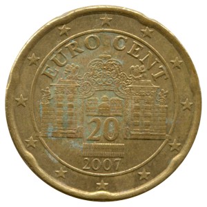 20 центов 2002-2007 Австрия, регулярный чекан, из обращения цена, стоимость