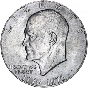 1 доллар 1976 США Эйзенхауэр 200 лет независимости США, двор P цена, стоимость