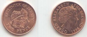 2 pence 1998 Jersey Elizabeth II price, composition, diameter, thickness, mintage, orientation, video, authenticity, weight, Description
