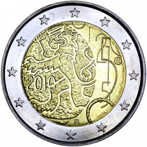 2 евро 2010, Финляндия, 150 лет Финской валюте  цена, стоимость