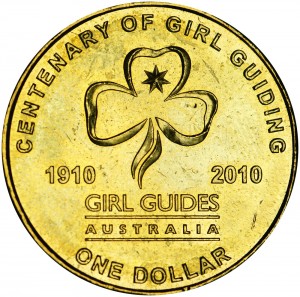 1 Dollar 2010 Australien 100 Jahre Girlguiding Centenary Preis, Komposition, Durchmesser, Dicke, Auflage, Gleichachsigkeit, Video, Authentizitat, Gewicht, Beschreibung