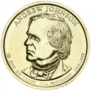 1 dollar 2011 USA, 17-th president Andrew Johnson mint P price, composition, diameter, thickness, mintage, orientation, video, authenticity, weight, Description