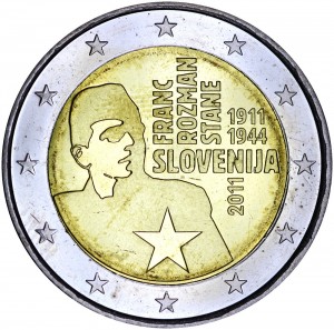 2 евро 2011 Словения, 100 лет со дня рождения Франца Розмана-Стане цена, стоимость
