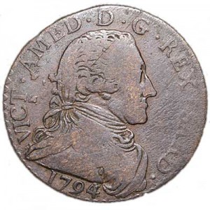 5 soldi 1794 Sardinia price, composition, diameter, thickness, mintage, orientation, video, authenticity, weight, Description