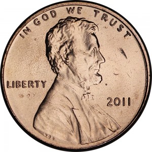 1 cent 2011 USA, Shield mint mark P price, composition, diameter, thickness, mintage, orientation, video, authenticity, weight, Description