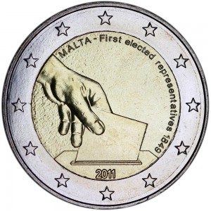 2 euro 2011  Malta "Election"  price, composition, diameter, thickness, mintage, orientation, video, authenticity, weight, Description