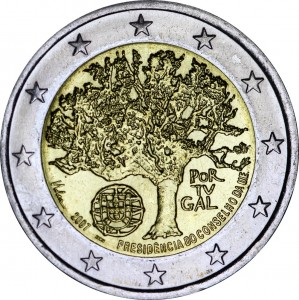 2 euro 2007, Portugal, Presidency of the Council of the European Union price, composition, diameter, thickness, mintage, orientation, video, authenticity, weight, Description