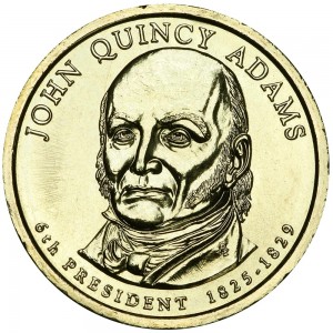 1 доллар 2008 США, 6-й президент Джон Куинси Адамс двор Р цена, 1 доллар серии Президентские доллары США, стоимость