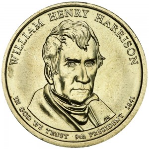 1 доллар 2009 США, 9-й президент Уильям Генри Гаррисон двор Р цена, 1 доллар серии Президентские доллары США, стоимость