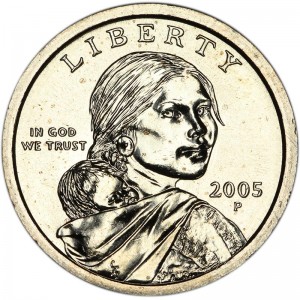 1 доллар 2005 США Сакагавея, двор P