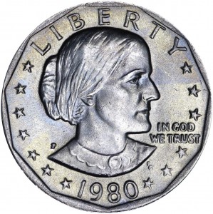 1 dollar 1980 USA Susan B. Anthony mint mark P price, composition, diameter, thickness, mintage, orientation, video, authenticity, weight, Description