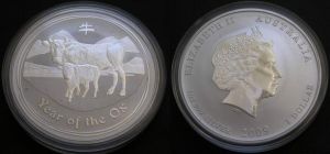 1 dollar 2007 Australia Buffalo price, composition, diameter, thickness, mintage, orientation, video, authenticity, weight, Description