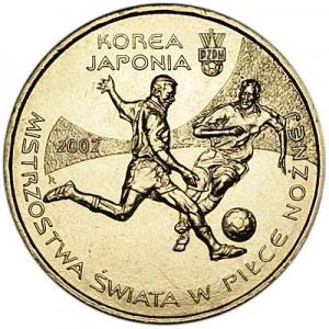 2 злотых 2002 Польша Чемпионат мира по футболу 2002 года Корея/Япония (Mistrzostwa Swiata w Pilce Noznej Korea Japonia) цена, стоимость