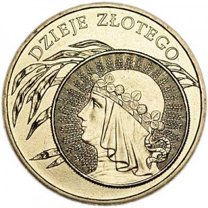 2 zloty 2006 Poland History of the Zloty: Woman's head (Dzieje Zlotego - Glowa Kobiety) price, composition, diameter, thickness, mintage, orientation, video, authenticity, weight, Description