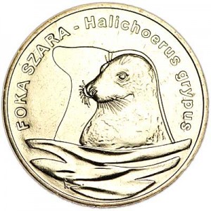 2 zloty 2007 Poland Grey Seal (Foka Szara) series "Animals" price, composition, diameter, thickness, mintage, orientation, video, authenticity, weight, Description