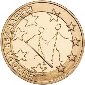 2 zloty 2011 Poland Europe without borders - the 100th anniversary of the Society for the care of the blind (Europa bez barier) price, composition, diameter, thickness, mintage, orientation, video, authenticity, weight, Description