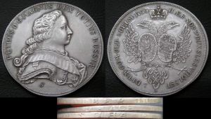 Талер 1753 г. изображен Российский Император Пётр, копия  цена, стоимость