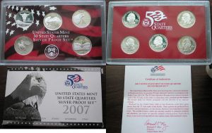 A set of 2007 25 cents Proof  price, composition, diameter, thickness, mintage, orientation, video, authenticity, weight, Description