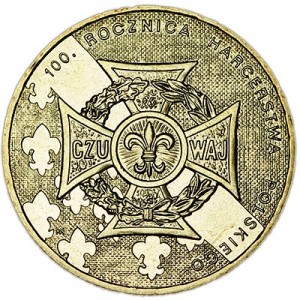 2 zloty 2010 Poland 100th anniversary of the Polish Scouting (100 rocznica Harcerstwa Polskiego) price, composition, diameter, thickness, mintage, orientation, video, authenticity, weight, Description