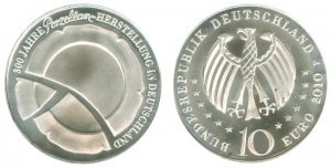 10 euro 2010 Germany Porzellan  price, composition, diameter, thickness, mintage, orientation, video, authenticity, weight, Description