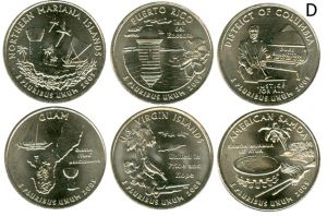 Satz von Quarter Dollars 2009 USA 6 Münzen D Preis, Komposition, Durchmesser, Dicke, Auflage, Gleichachsigkeit, Video, Authentizitat, Gewicht, Beschreibung