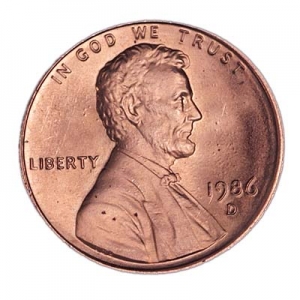 1 цент 1986 Линкольн, США, двор D цена, стоимость