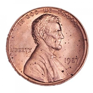 1 cent 1987 Lincoln US, mint P price, composition, diameter, thickness, mintage, orientation, video, authenticity, weight, Description