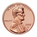 1 цент 2000 США Линкольн, двор S, пруф