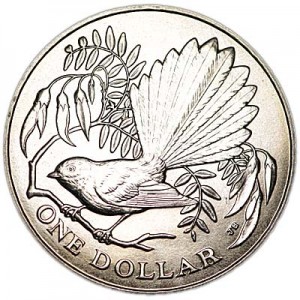 1 dollar 1980 New Zealand price, composition, diameter, thickness, mintage, orientation, video, authenticity, weight, Description