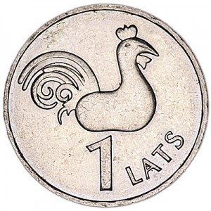 1 lat 2005 Latvia, Cock price, composition, diameter, thickness, mintage, orientation, video, authenticity, weight, Description