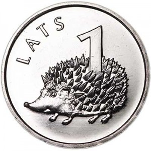 1 Lats 2012 Latvia, Hedgehog price, composition, diameter, thickness, mintage, orientation, video, authenticity, weight, Description