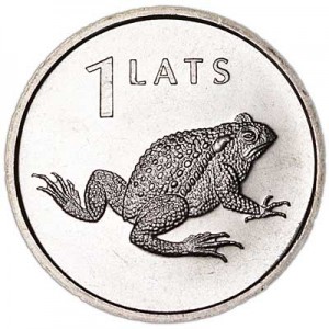1 lat 2010 Latvia Toad price, composition, diameter, thickness, mintage, orientation, video, authenticity, weight, Description