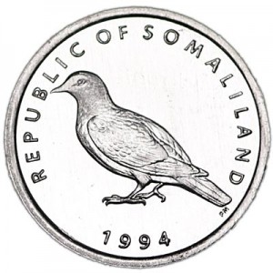 1 shilling 1994 Somaliland, Dove price, composition, diameter, thickness, mintage, orientation, video, authenticity, weight, Description