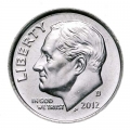 One dime 10 cents 2012 US Roosevelt, mint D