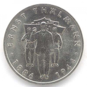 10 марок 1986 Германия 100 лет Эрнсту Тельману цена, стоимость
