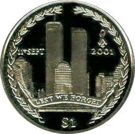 1 доллар 2006, Британские Виргинские острова, Трагедия 11 сентября 2001 цена, стоимость