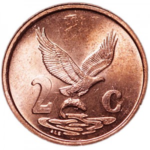 2 cents 2001 South Africa African Fish Eagle price, composition, diameter, thickness, mintage, orientation, video, authenticity, weight, Description