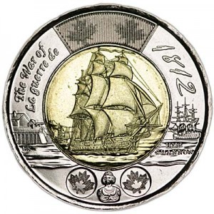 2 dollars 2012 Canada  Frigate HMS Shannon price, composition, diameter, thickness, mintage, orientation, video, authenticity, weight, Description