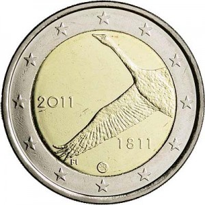 2 евро 2011 Финляндия, 200 лет банку Финляндии  цена, стоимость