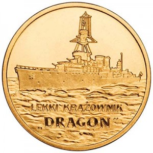 2 zlotys 2012 Poland Light cruiser "Dragon" price, composition, diameter, thickness, mintage, orientation, video, authenticity, weight, Description