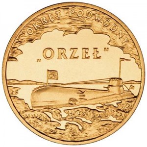 2 злотых 2012 Польша Подводная лодка Орел (Orzel)