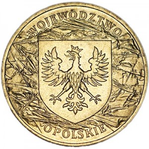 2 zlotys 2004 Poland, Wojewodztwo Opolskie series "Provinces" price, composition, diameter, thickness, mintage, orientation, video, authenticity, weight, Description