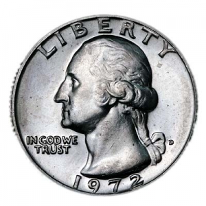 25 центов 1972 США, Вашингтон, двор D цена, стоимость