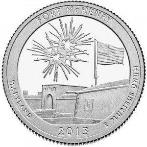 25 центов 2013 США Форт МакГенри (Fort McHenry), 19-й парк, двор D цена, стоимость