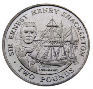 2 pounds 2001 South Georgia and South Sandwich Islands, Ernest Henry Shackleton price, composition, diameter, thickness, mintage, orientation, video, authenticity, weight, Description