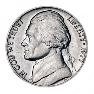 Nickel fünf Cent 1977 USA, Minze P Preis, Komposition, Durchmesser, Dicke, Auflage, Gleichachsigkeit, Video, Authentizitat, Gewicht, Beschreibung
