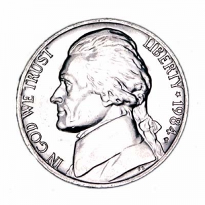Nickel fünf Cent 1984 USA, Minze P Preis, Komposition, Durchmesser, Dicke, Auflage, Gleichachsigkeit, Video, Authentizitat, Gewicht, Beschreibung